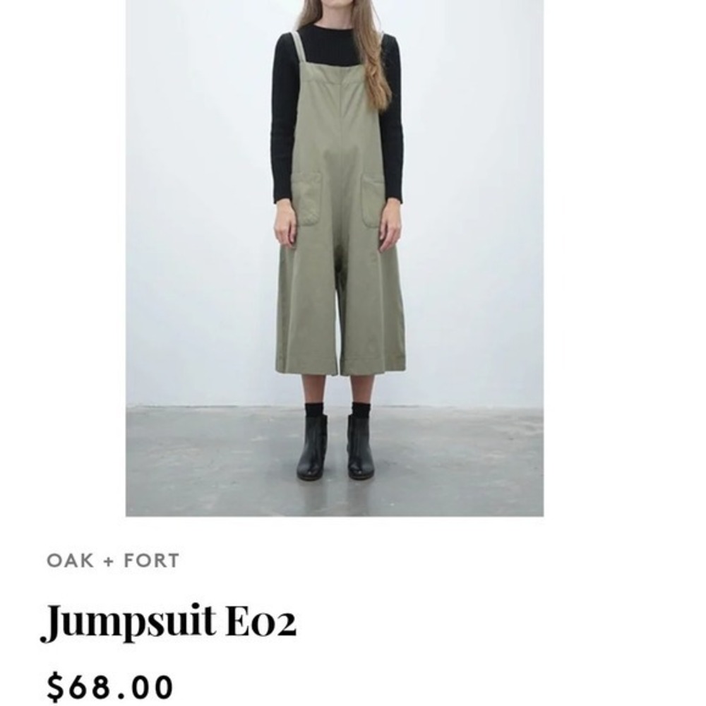 Oak + Fort Jumpsuit‎ OS Olive Green Sleeveless Wide Leg Womenswear